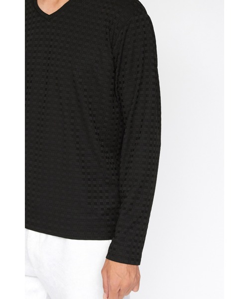 HIGH STREET(ハイストリート)の「HIGH STREET∴ブロックチェック長袖Vネックカットソー(Tシャツ/カットソー・メンズ・ブラック/ホワイト・LL/L/M)」の16枚目の写真