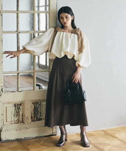 ECREL（エクレール）の「サテンジャガードバルーントップス（シャツ/ブラウス・レディース・アイボリー/ブラック・FREE）」の8枚目の写真