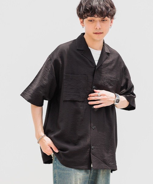 RAGEBLUE（レイジブルー）の「レーヨン/オーバーサイズオープンカラーシャツ（シャツ/ブラウス・メンズ・ブラック/カーキ/ホワイト・MEDIUM/LARGE）」の3枚目の写真