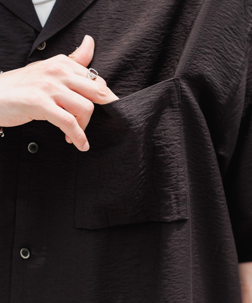 RAGEBLUE（レイジブルー）の「レーヨン/オーバーサイズオープンカラーシャツ（シャツ/ブラウス・メンズ・ブラック/カーキ/ホワイト・MEDIUM/LARGE）」の7枚目の写真