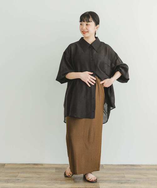 ITEMS URBANRESEARCH（アイテムズ アーバンリサーチ）の「ストレッチチェックタイトスカート（スカート・レディース・ブラック/ブラウン/マスタード・FREE）」の6枚目の写真