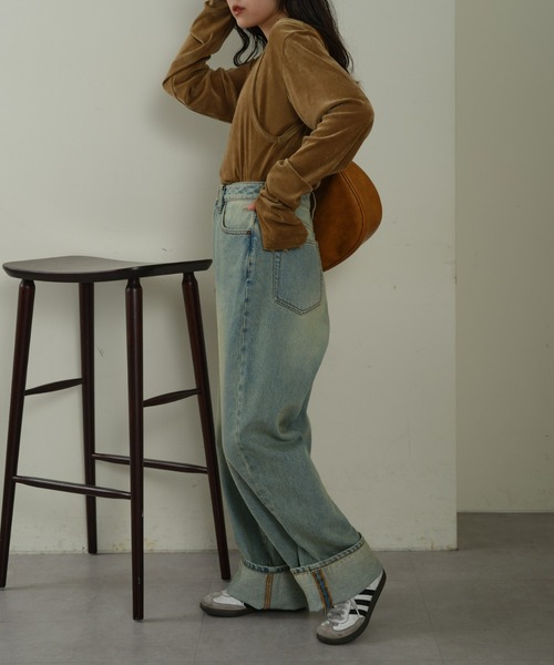 CIAOPANIC TYPY（チャオパニックティピー）の「≪新色追加≫【2点セットでお得】タンク付きシアーフロッキーベロア見え2WAYトップス（Tシャツ/カットソー・レディース・オフホワイト/キャメル/ネイビー/グレー/ピンク・ONE SIZE）」の21枚目の写真