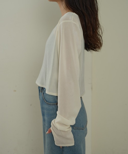 CIAOPANIC TYPY（チャオパニックティピー）の「≪新色追加≫【2点セットでお得】タンク付きシアーフロッキーベロア見え2WAYトップス（Tシャツ/カットソー・レディース・オフホワイト/キャメル/ネイビー/グレー/ピンク・ONE SIZE）」の18枚目の写真