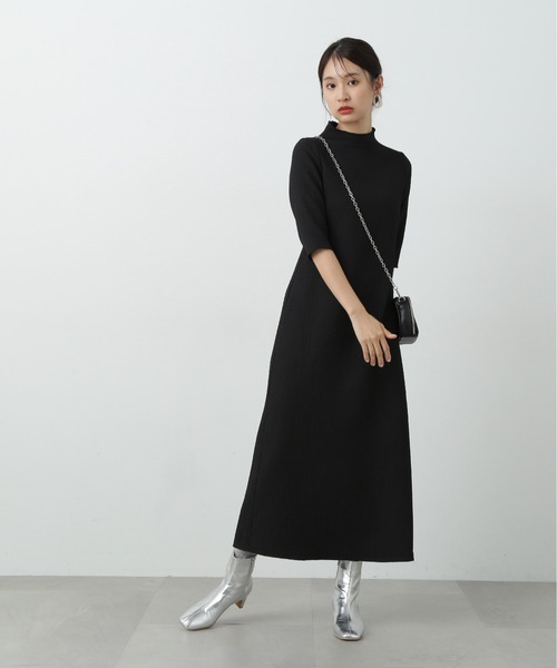 N.(N. Natural Beauty Basic)(エヌエヌナチュラルビューティーベーシック)の「◆楊柳カットロングワンピース(ワンピース・レディース・ブラウン/ブラック・MEDIUM)」の2枚目の写真