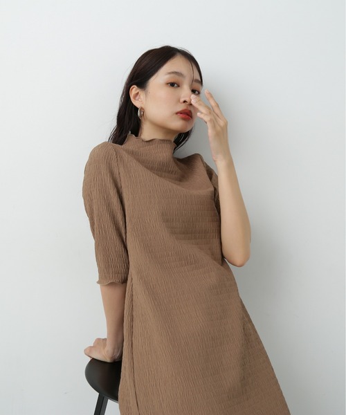 N.(N. Natural Beauty Basic)(エヌエヌナチュラルビューティーベーシック)の「◆楊柳カットロングワンピース(ワンピース・レディース・ブラウン/ブラック・MEDIUM)」の5枚目の写真