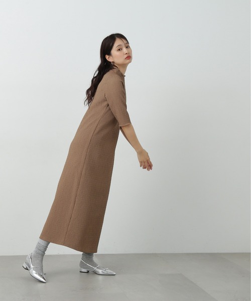 N.(N. Natural Beauty Basic)(エヌエヌナチュラルビューティーベーシック)の「◆楊柳カットロングワンピース(ワンピース・レディース・ブラウン/ブラック・MEDIUM)」の9枚目の写真