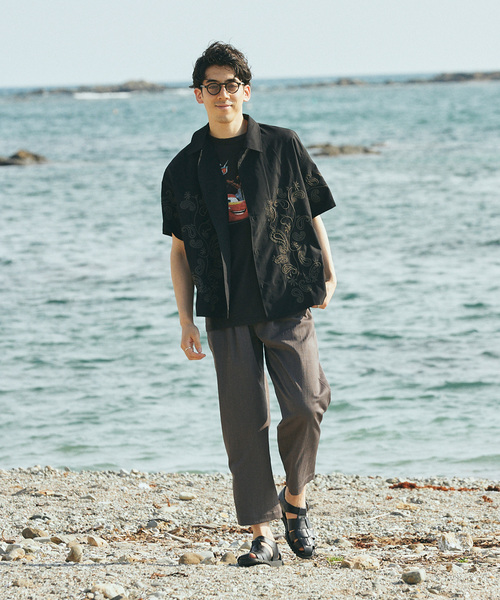 JOURNAL STANDARD relume（ジャーナルスタンダード　レリューム）の「エンブロイダリー ペイズリー 半袖シャツ（シャツ/ブラウス・メンズ・ホワイト/ライトグレー/ブラック/ボルドー・LARGE/MEDIUM）」の9枚目の写真