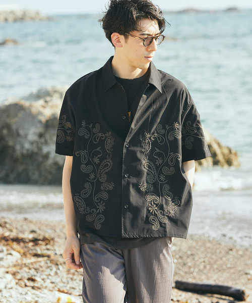 JOURNAL STANDARD relume（ジャーナルスタンダード　レリューム）の「エンブロイダリー ペイズリー 半袖シャツ（シャツ/ブラウス・メンズ・ホワイト/ライトグレー/ブラック/ボルドー・LARGE/MEDIUM）」の14枚目の写真