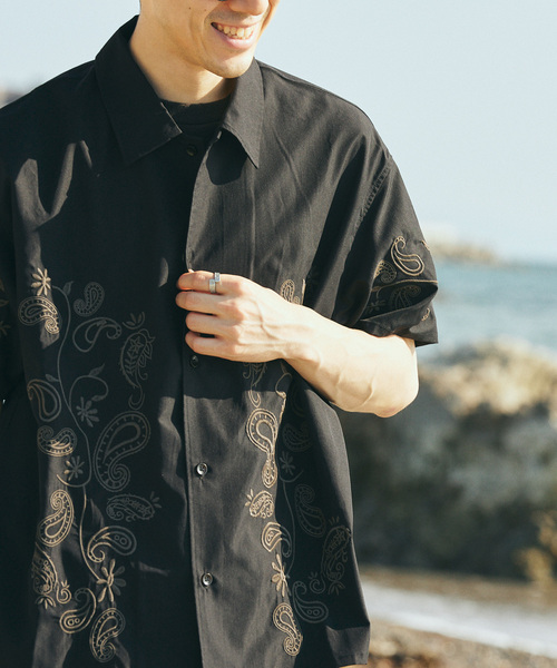 JOURNAL STANDARD relume（ジャーナルスタンダード　レリューム）の「エンブロイダリー ペイズリー 半袖シャツ（シャツ/ブラウス・メンズ・ホワイト/ライトグレー/ブラック/ボルドー・LARGE/MEDIUM）」の18枚目の写真