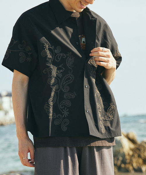 JOURNAL STANDARD relume（ジャーナルスタンダード　レリューム）の「エンブロイダリー ペイズリー 半袖シャツ（シャツ/ブラウス・メンズ・ホワイト/ライトグレー/ブラック/ボルドー・LARGE/MEDIUM）」の19枚目の写真