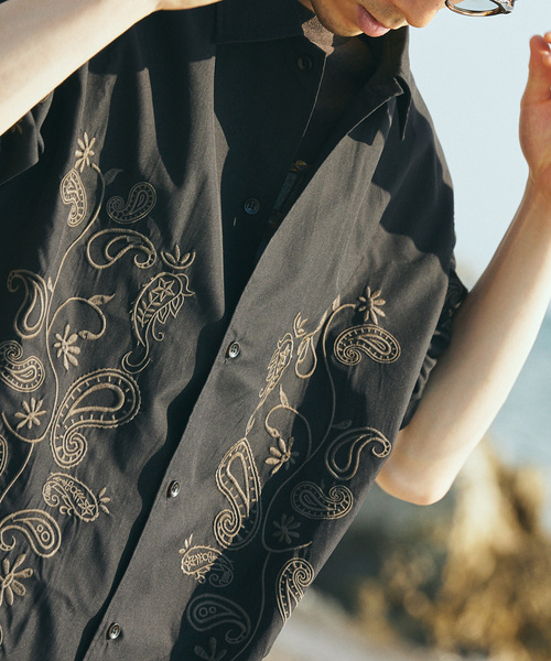 JOURNAL STANDARD relume（ジャーナルスタンダード　レリューム）の「エンブロイダリー ペイズリー 半袖シャツ（シャツ/ブラウス・メンズ・ホワイト/ライトグレー/ブラック/ボルドー・LARGE/MEDIUM）」の20枚目の写真