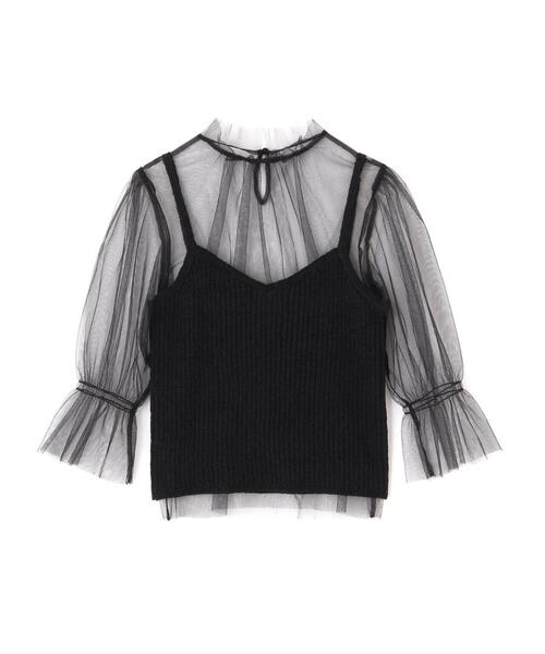 PROPORTION BODY DRESSING（プロポーションボディドレッシング）の「チュールトップス×ニットビスチェ / 1214270803（ニット/セーター・レディース・パープル/ブラック・FREE）」の3枚目の写真