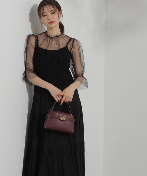 PROPORTION BODY DRESSING（プロポーションボディドレッシング）の「チュールトップス×ニットビスチェ / 1214270803（ニット/セーター・レディース・パープル/ブラック・FREE）」の4枚目の写真