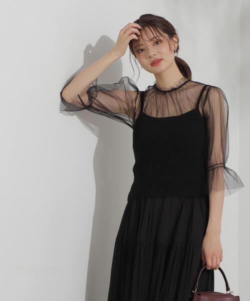 PROPORTION BODY DRESSING（プロポーションボディドレッシング）の「チュールトップス×ニットビスチェ / 1214270803（ニット/セーター・レディース・パープル/ブラック・FREE）」の7枚目の写真