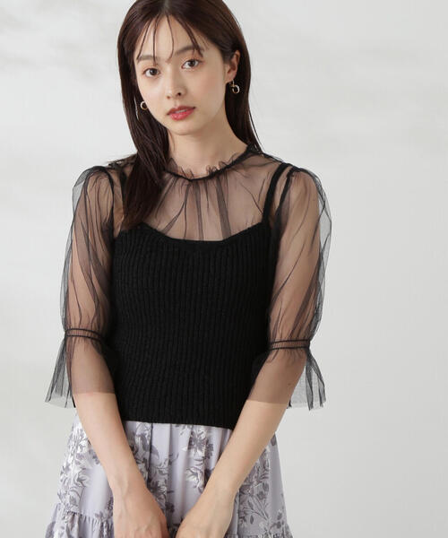 PROPORTION BODY DRESSING（プロポーションボディドレッシング）の「チュールトップス×ニットビスチェ / 1214270803（ニット/セーター・レディース・パープル/ブラック・FREE）」の8枚目の写真