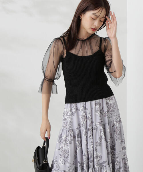 PROPORTION BODY DRESSING（プロポーションボディドレッシング）の「チュールトップス×ニットビスチェ / 1214270803（ニット/セーター・レディース・パープル/ブラック・FREE）」の9枚目の写真