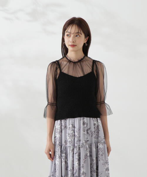 PROPORTION BODY DRESSING（プロポーションボディドレッシング）の「チュールトップス×ニットビスチェ / 1214270803（ニット/セーター・レディース・パープル/ブラック・FREE）」の15枚目の写真