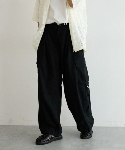 RAGEBLUE（レイジブルー）の「TRストレッチ／バギーワイドドレープカーゴパンツ（カーゴパンツ・メンズ・ブラック/ネイビー・MEDIUM/SMALL/LARGE）」の4枚目の写真