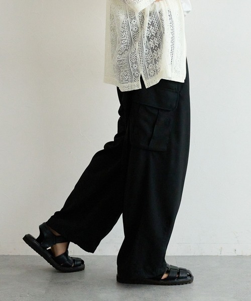 RAGEBLUE（レイジブルー）の「TRストレッチ／バギーワイドドレープカーゴパンツ（カーゴパンツ・メンズ・ブラック/ネイビー・MEDIUM/SMALL/LARGE）」の7枚目の写真