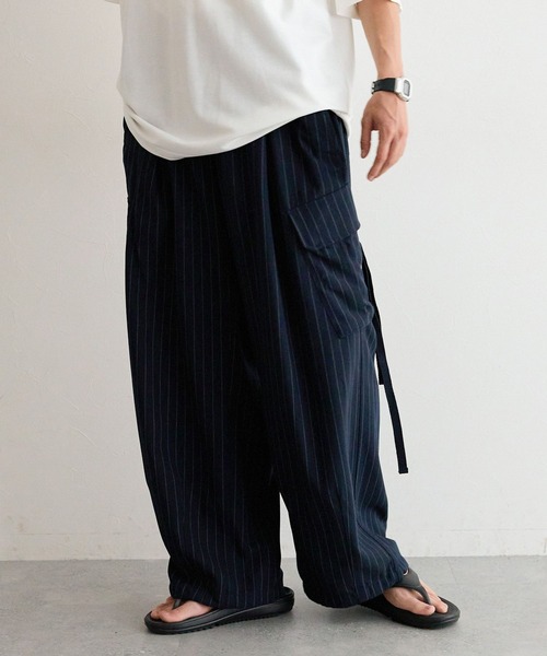 RAGEBLUE（レイジブルー）の「TRストレッチ／バギーワイドドレープカーゴパンツ（カーゴパンツ・メンズ・ブラック/ネイビー・MEDIUM/SMALL/LARGE）」の10枚目の写真