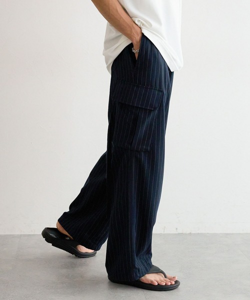 RAGEBLUE（レイジブルー）の「TRストレッチ／バギーワイドドレープカーゴパンツ（カーゴパンツ・メンズ・ブラック/ネイビー・MEDIUM/SMALL/LARGE）」の11枚目の写真