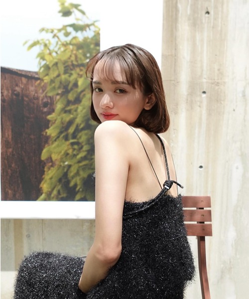 emmi（エミ）の「【ONLINE限定】ラメフリンジニットビスチェ