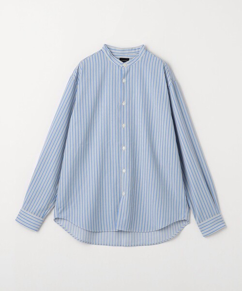 green label relaxing(グリーンレーベルリラクシング)の「ウォッシャブル ビエラ ストライプ バンドカラー 長袖 シャツ -防シワ-(シャツ/ブラウス・メンズ・ホワイト/ネイビー/ライトブルー・S/M/L/XL)」の3枚目の写真