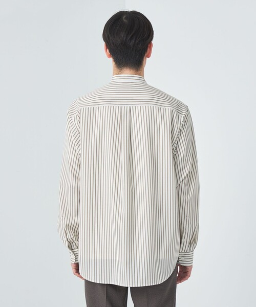green label relaxing(グリーンレーベルリラクシング)の「ウォッシャブル ビエラ ストライプ バンドカラー 長袖 シャツ -防シワ-(シャツ/ブラウス・メンズ・ホワイト/ネイビー/ライトブルー・S/M/L/XL)」の10枚目の写真