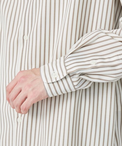 green label relaxing(グリーンレーベルリラクシング)の「ウォッシャブル ビエラ ストライプ バンドカラー 長袖 シャツ -防シワ-(シャツ/ブラウス・メンズ・ホワイト/ネイビー/ライトブルー・S/M/L/XL)」の12枚目の写真