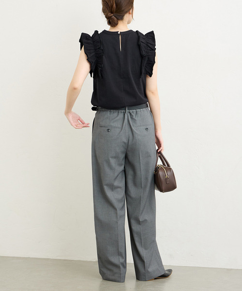 JOURNAL STANDARD（ジャーナルスタンダード）の「※キャリー回収フリルスリーブカットソー（Tシャツ/カットソー・レディース・ホワイト/ブラック・FREE）」の13枚目の写真