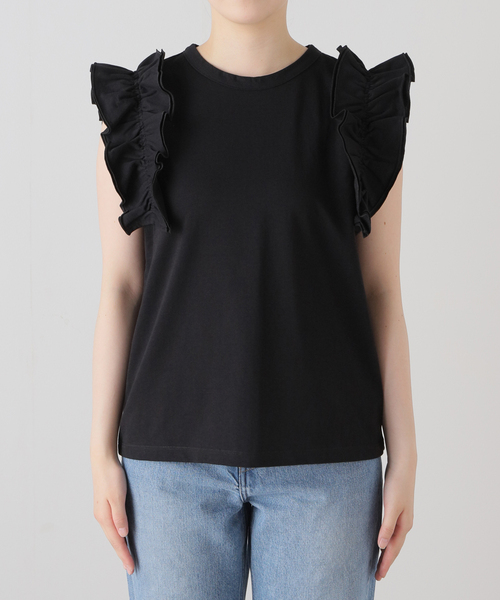 JOURNAL STANDARD（ジャーナルスタンダード）の「※キャリー回収フリルスリーブカットソー（Tシャツ/カットソー・レディース・ホワイト/ブラック・FREE）」の8枚目の写真