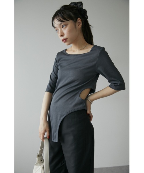 DRWCYS(ドロシーズ)の「カットアウトリブトップス(タンクトップ・レディース・グレー/ホワイト・FREE)」の1枚目の写真