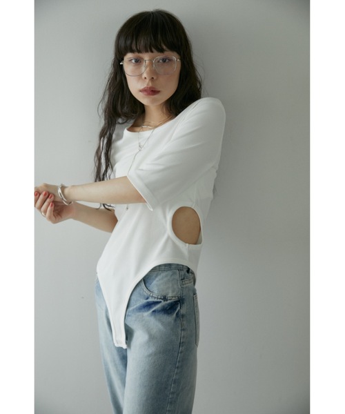 DRWCYS(ドロシーズ)の「カットアウトリブトップス(タンクトップ・レディース・グレー/ホワイト・FREE)」の2枚目の写真