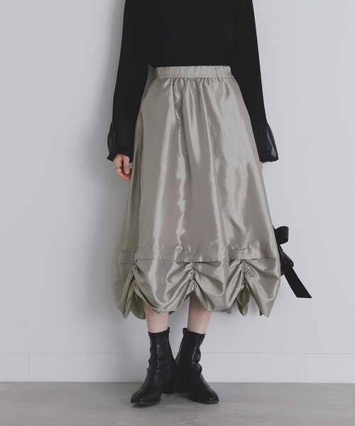 somari imagination（ソマリ イマジネーション）の「『シャーリングメタリックスカート』（スカート・レディース・ベージュ/グレー・1/2）」の4枚目の写真