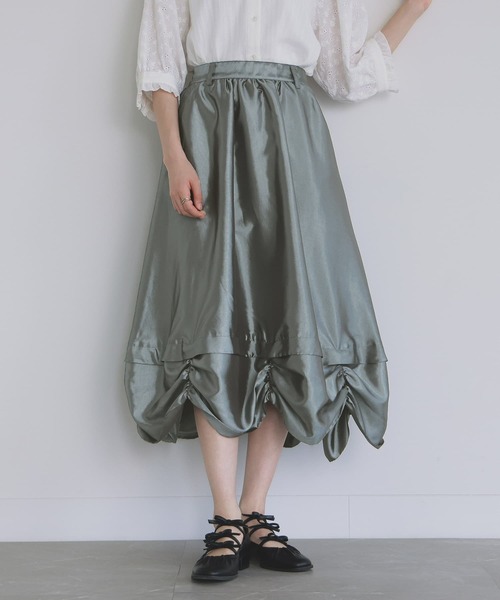 somari imagination（ソマリ イマジネーション）の「『シャーリングメタリックスカート』（スカート・レディース・ベージュ/グレー・1/2）」の9枚目の写真