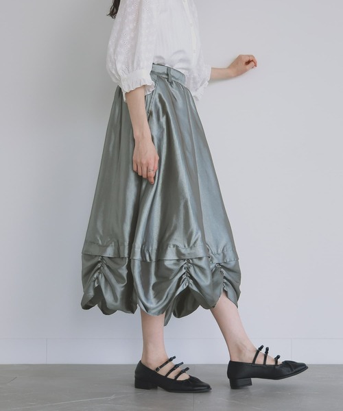 somari imagination（ソマリ イマジネーション）の「『シャーリングメタリックスカート』（スカート・レディース・ベージュ/グレー・1/2）」の10枚目の写真