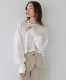 【CLEIO】シャギーレースショート丈プルオーバー/SHAGGY LACE SHORT PULLOVER/980-12614