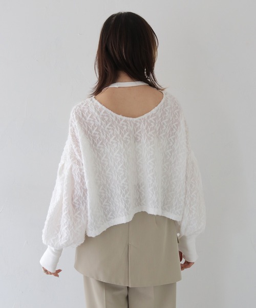 CLEIO(クレイオ)の「【CLEIO】シャギーレースショート丈プルオーバー/SHAGGY LACE SHORT PULLOVER/980-12614(Tシャツ/カットソー・レディース・ホワイト/ブラック・FREE)」の20枚目の写真