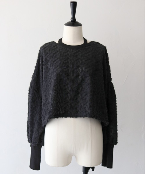 CLEIO(クレイオ)の「【CLEIO】シャギーレースショート丈プルオーバー/SHAGGY LACE SHORT PULLOVER/980-12614(Tシャツ/カットソー・レディース・ホワイト/ブラック・FREE)」の4枚目の写真