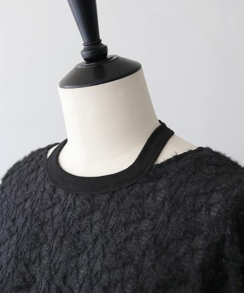 CLEIO(クレイオ)の「【CLEIO】シャギーレースショート丈プルオーバー/SHAGGY LACE SHORT PULLOVER/980-12614(Tシャツ/カットソー・レディース・ホワイト/ブラック・FREE)」の5枚目の写真