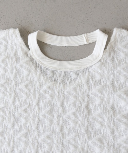 CLEIO(クレイオ)の「【CLEIO】シャギーレースショート丈プルオーバー/SHAGGY LACE SHORT PULLOVER/980-12614(Tシャツ/カットソー・レディース・ホワイト/ブラック・FREE)」の9枚目の写真