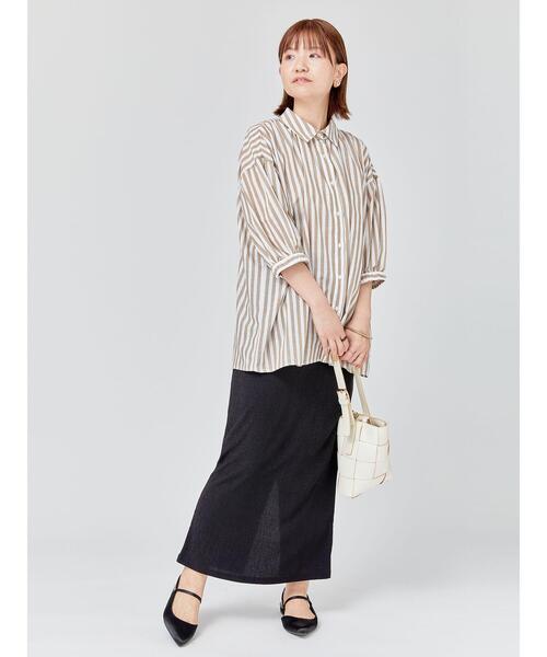 Lugnoncure（ルノンキュール）の「ゴム袖レギュラーシャツ（シャツ/ブラウス・レディース・オフホワイト/ネイビー/ベージュ・F）」の21枚目の写真