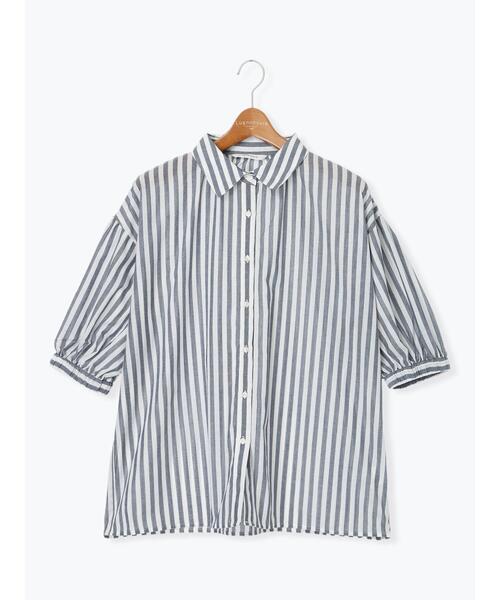 Lugnoncure（ルノンキュール）の「ゴム袖レギュラーシャツ（シャツ/ブラウス・レディース・オフホワイト/ネイビー/ベージュ・F）」の18枚目の写真