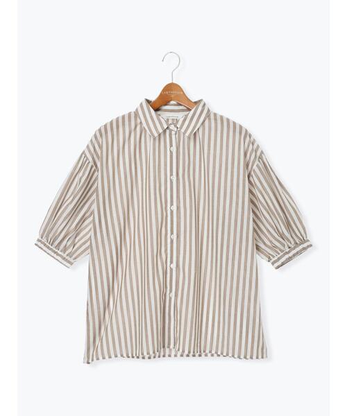 Lugnoncure（ルノンキュール）の「ゴム袖レギュラーシャツ（シャツ/ブラウス・レディース・オフホワイト/ネイビー/ベージュ・F）」の17枚目の写真