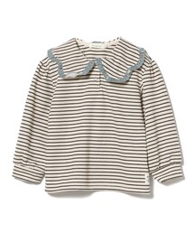 BEAMS mini | ボーダー フラワー フリル襟 プルオーバー 2024FW（90～150cm）(Tシャツ/カットソー)