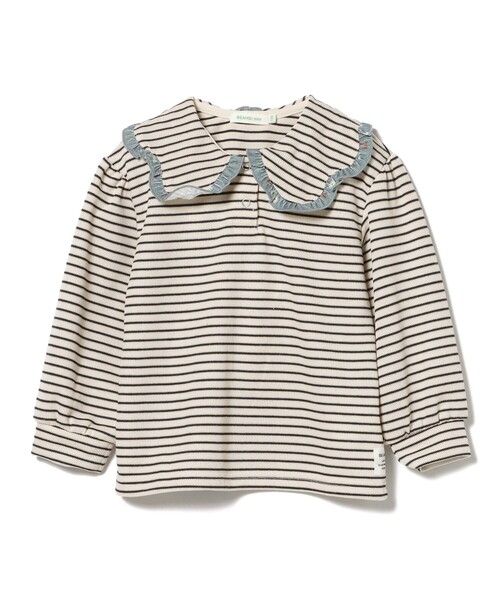 BEAMS mini(ビームスミニ)の「ボーダー フラワー フリル襟 プルオーバー 2024FW(90~150cm)(Tシャツ/カットソー・キッズ・ブラック/ホワイト系その他5・100/150/140/130/110/90/120)」の2枚目の写真