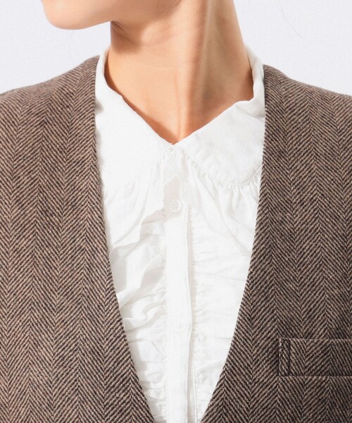 BEAMS BOY（ビームスボーイ）の「ヘリンボーン ツイル ベスト（ベスト・レディース・チャコールグレー/ブラウン・ONE SIZE）」の12枚目の写真