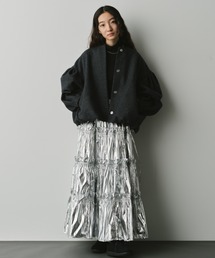 PERNA バルーンショートコート チャコールグレーウールコート