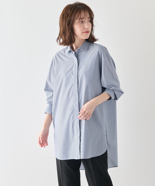ANY(エニィ)の「ロングシャツ(シャツ/ブラウス・レディース・ブルー系3/ライトグレー系1/ブラウン系3/ホワイト系・4)」の4枚目の写真