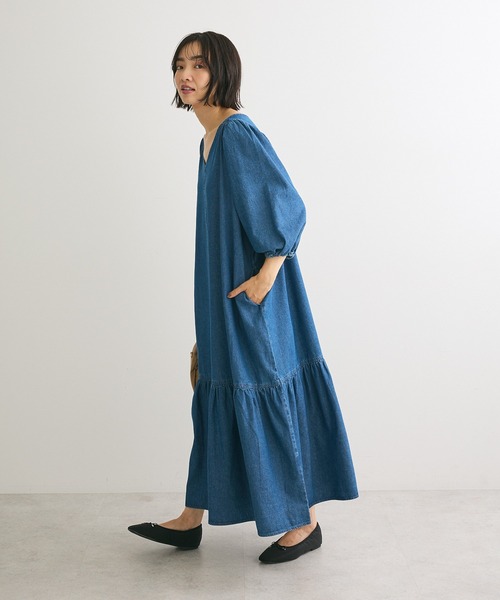 Sugar spoon（シュガースプーン）の「・SUGAR　SPOON　デニムVネックワンピース（ワンピース・レディース・ブラック/インディゴブルー・FREE）」の6枚目の写真